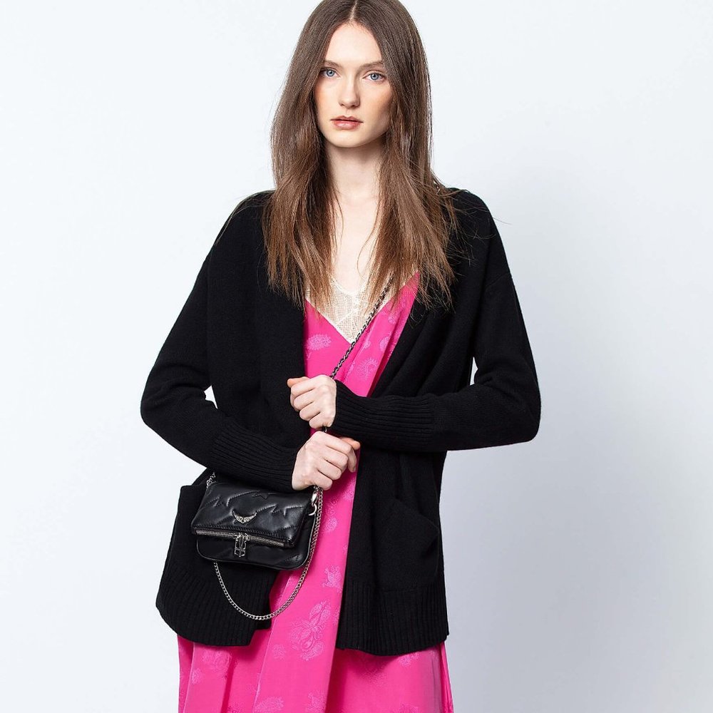 NWT $849 ZADIG & VOLTAIRE Vany Punk Beads Cashmere Knit Cardigan SIZE XS/S